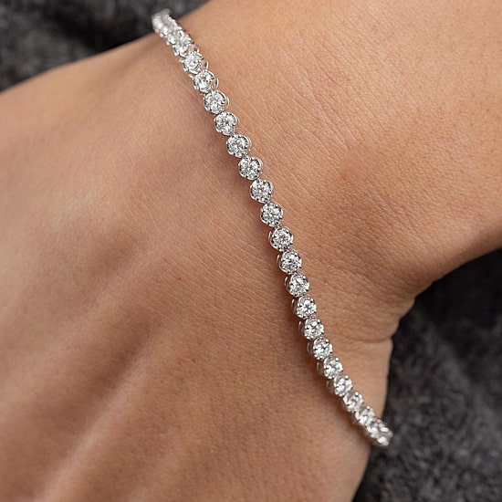(I1/H-I) Womens 3 CT. T.W. Lab Grown White Diamond 10K Gold 7.25 Inch Tennis Bracelet