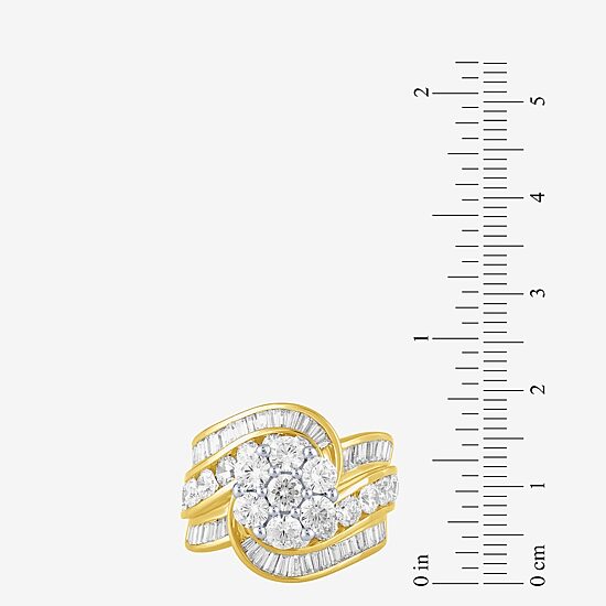 Diamond Blossom Womens 4 CT. T.W. Natural White Diamond 14K Gold Cluster Cocktail Ring