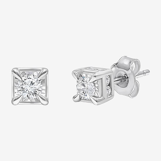 Tru Miracle 1/2 CT. T.W. Lab-Grown White Diamond 10K White Gold 5mm Round Stud Earrings