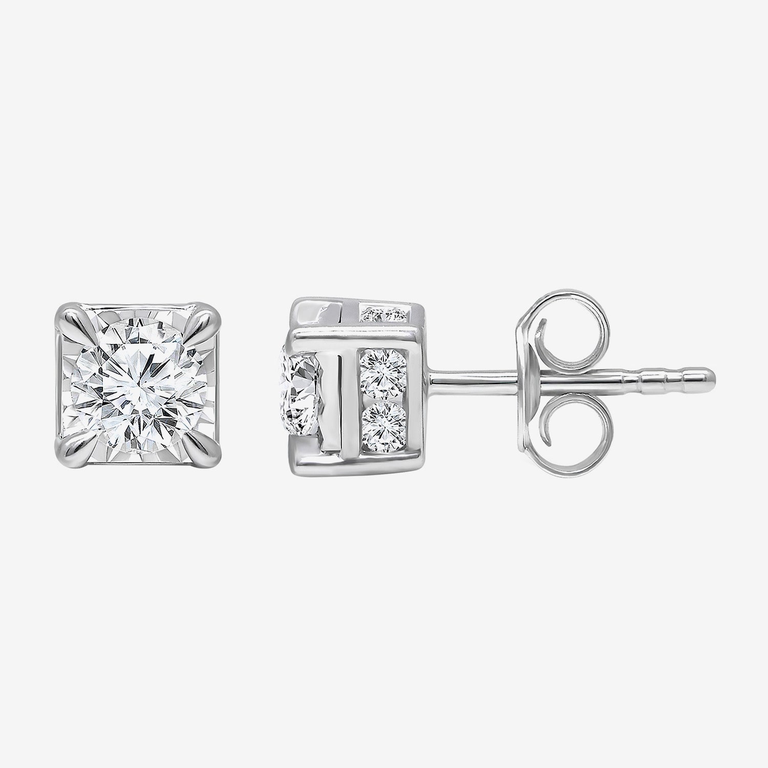 Tru Miracle 1 1/2 CT. T.W. Lab Grown White Diamond 10K Gold 6.3mm Stud Earrings