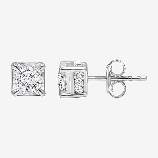 Tru Miracle 1 1/2 CT. T.W. Lab Grown White Diamond 10K Gold 6.3mm Stud Earrings
