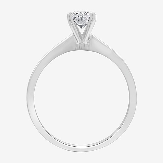 (G / Si1-Si2) Womens 3/4 CT. Lab Grown White Diamond 10K Gold Oval Solitaire Engagement Ring