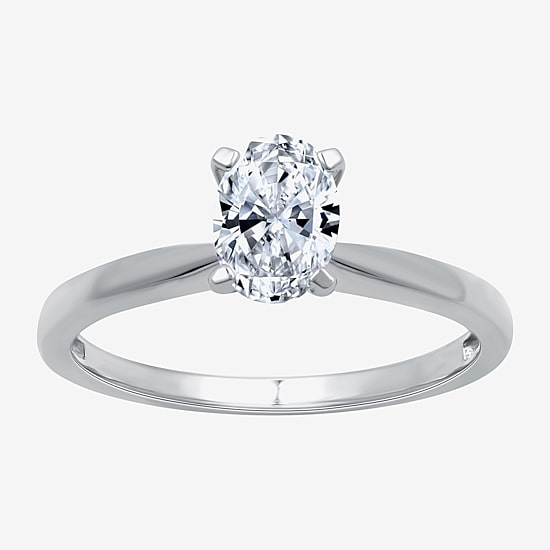 (G / Si1-Si2) Womens 3/4 CT. Lab Grown White Diamond 10K Gold Oval Solitaire Engagement Ring
