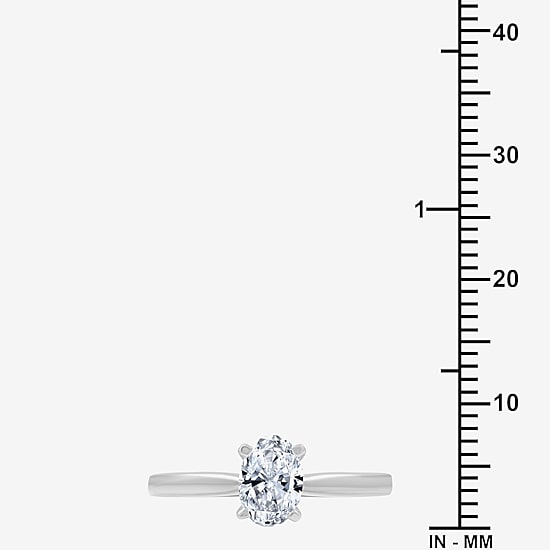 (G / Si1-Si2) Womens 3/4 CT. Lab Grown White Diamond 10K Gold Oval Solitaire Engagement Ring
