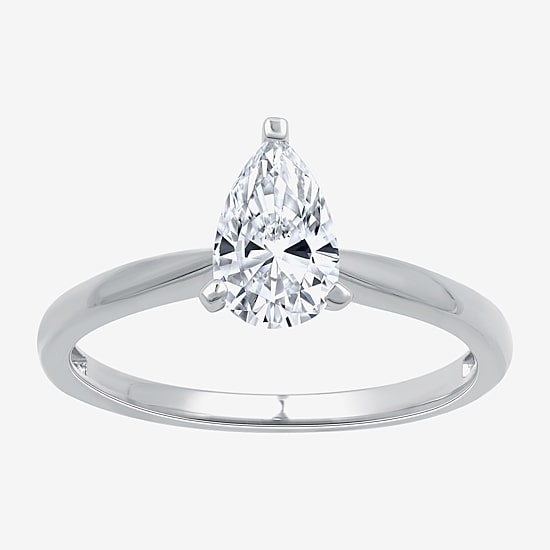 (G / Si1-Si2) Womens 3/4 CT. Lab Grown White Diamond 10K Gold Pear Solitaire Engagement Ring