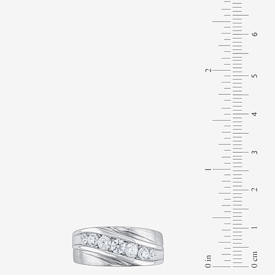(H-I / I1) Mens 5MM 1 CT. T.W. Lab Grown White Diamond 10K Gold Wedding Band