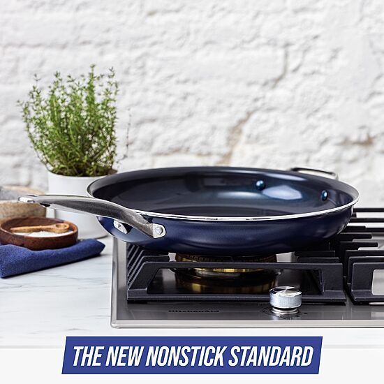 Blue Diamond Infused Ceramic Non-Stick 14" Large Frying Pan with Helper Handle