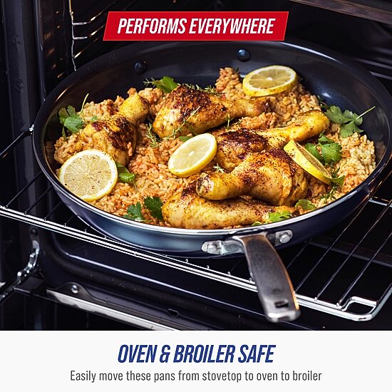 Blue Diamond Infused Ceramic Non-Stick Frying Pan Skillet Set