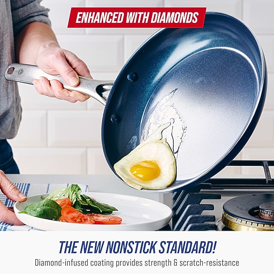 Blue Diamond Infused Ceramic Non-Stick Frying Pan Skillet Set