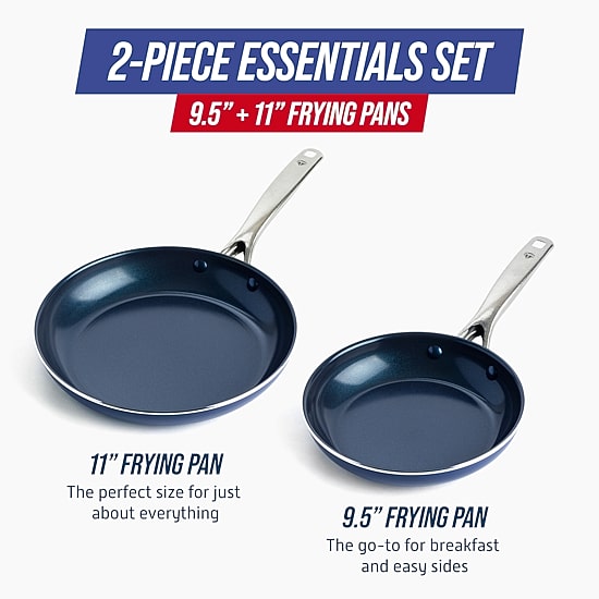 Blue Diamond Infused Ceramic Non-Stick Frying Pan Skillet Set