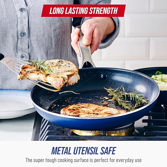 Blue Diamond Infused Ceramic Non-Stick Frying Pan Skillet Set