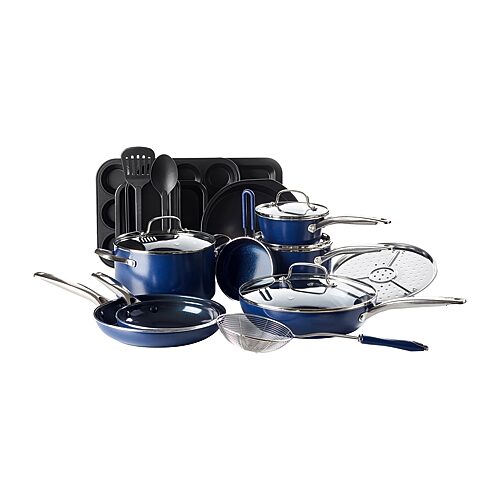 Blue Diamond Infused Ceramic Non-Stick 20-pc. Cookware and Bakeware Set, One Size, Blue