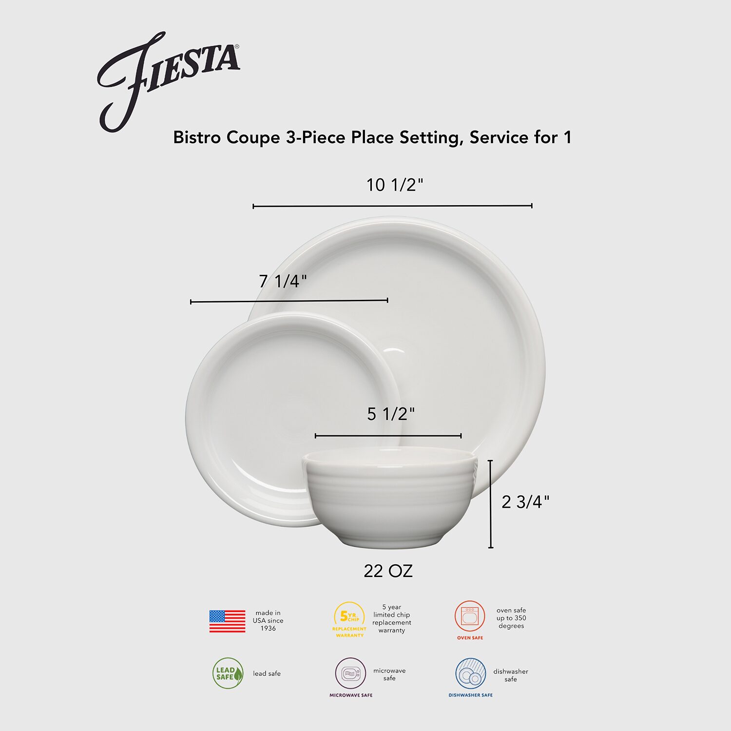 Fiesta Bistro Coupe 3-pc. Ceramic Place Setting