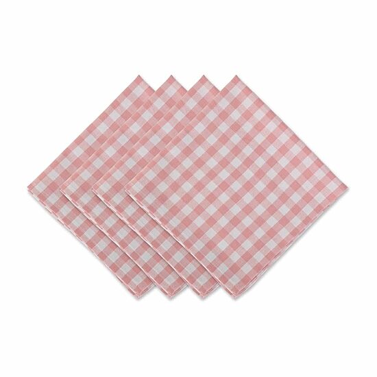Design Imports Pink/White Gingham 4-pc. Napkins