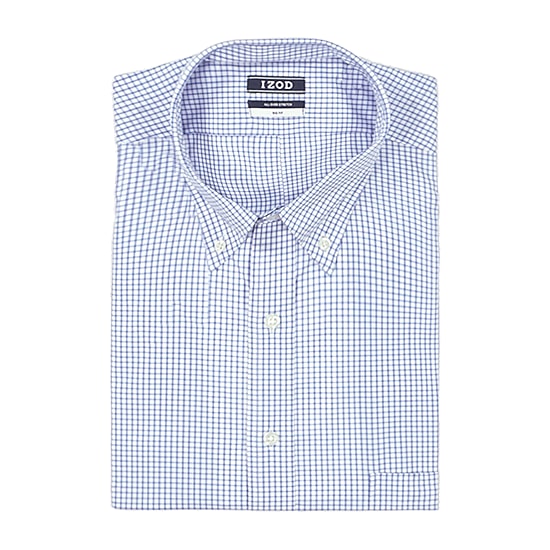 IZOD All Over Stretch Mens Classic Fit Easy Care Wrinkle Free Long Sleeve Dress Shirt