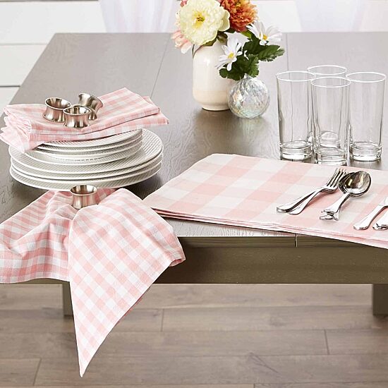 Design Imports Pink/White Gingham 4-pc. Napkins