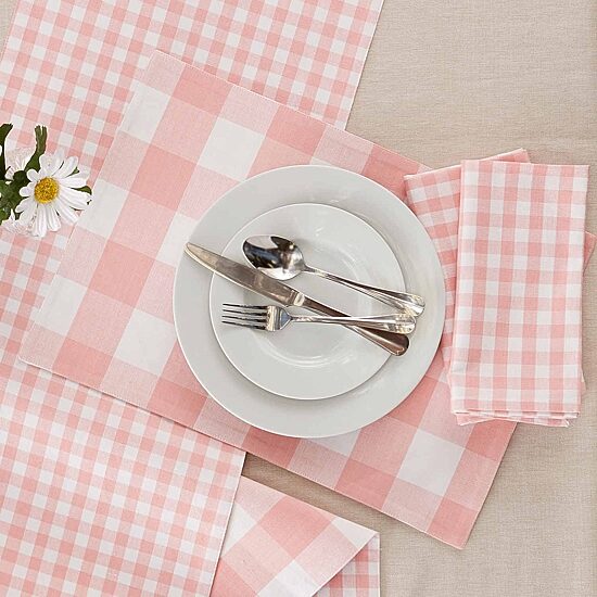 Design Imports Pink/White Gingham 4-pc. Napkins
