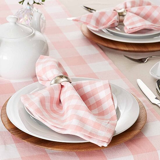 Design Imports Pink/White Gingham 4-pc. Napkins