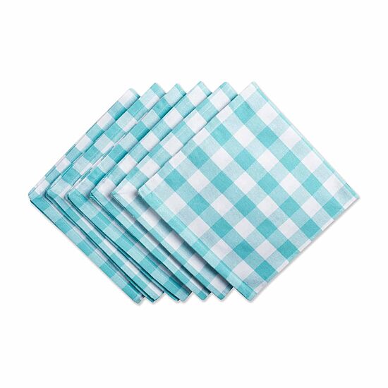 Design Imports Aqua/White Checkers 6-pc. Napkins