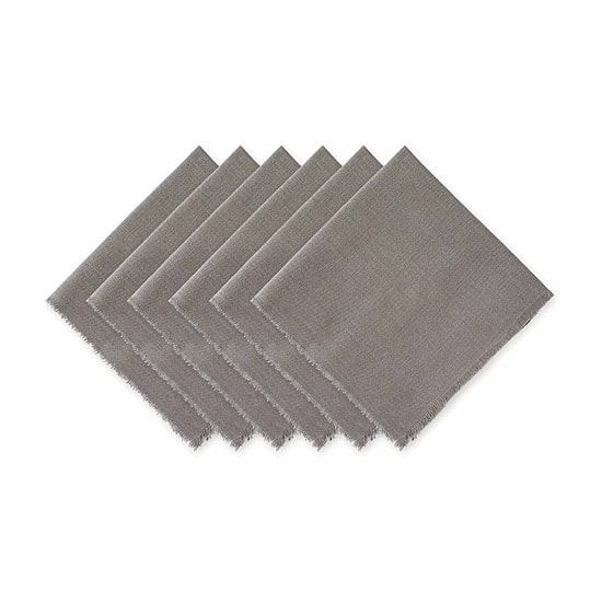 Design Imports Gray Solid Heavyweight Fringed 6-pc. Napkins