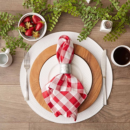 Design Imports Tango Red/White Check 6-pc. Napkins