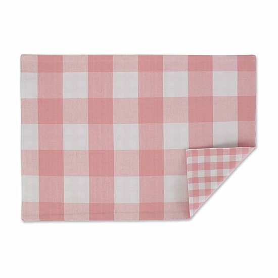 Design Imports Pink/White Reversible Gingham/Buffalo Check 4-pc. Placemats