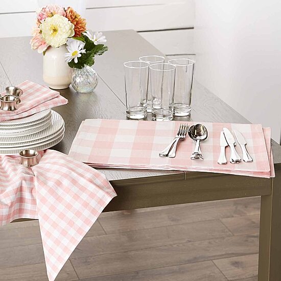 Design Imports Pink/White Reversible Gingham/Buffalo Check 4-pc. Placemats