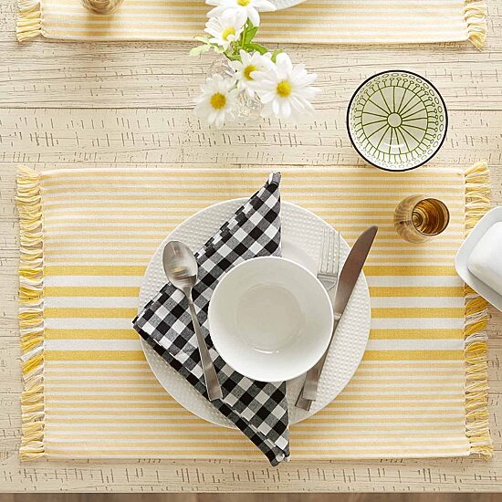 Design Imports Deep Yellow Stripes With Fringe 6-pc. Placemat