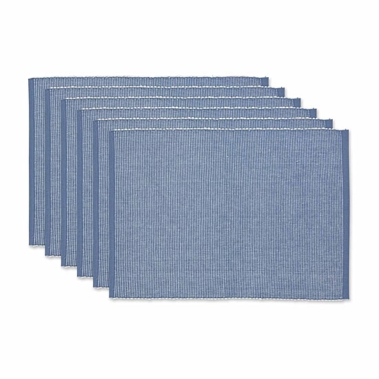 Design Imports Stonewash Blue/White 2-Tone Ribbed 6-pc. Placemat