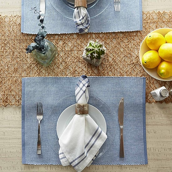 Design Imports Stonewash Blue/White 2-Tone Ribbed 6-pc. Placemat