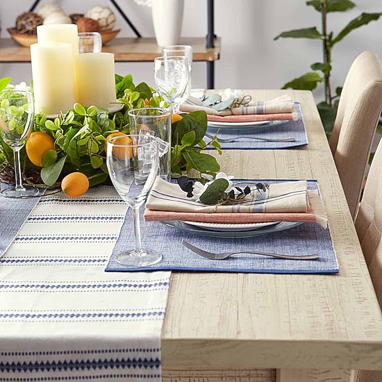 Design Imports French Blue Eco-Friendly Chambray Fine Ribbed 6-pc. Placemat