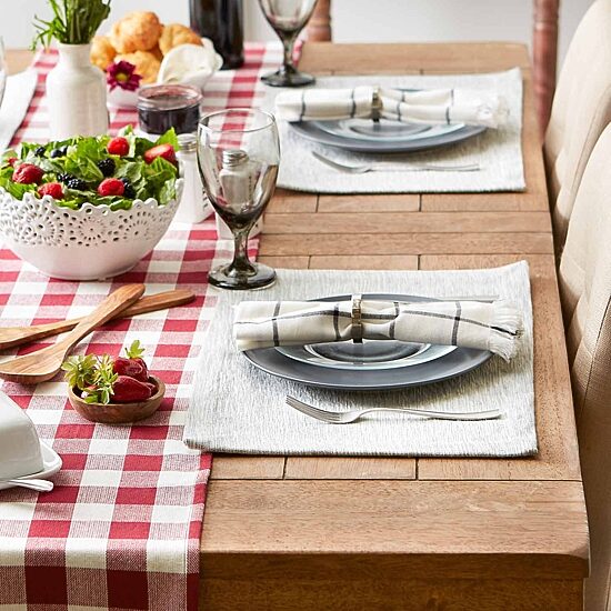 Design Imports Light Gray And Off-White Tonal Recycled Cotton Slubby Rib 6-pc. Placemat