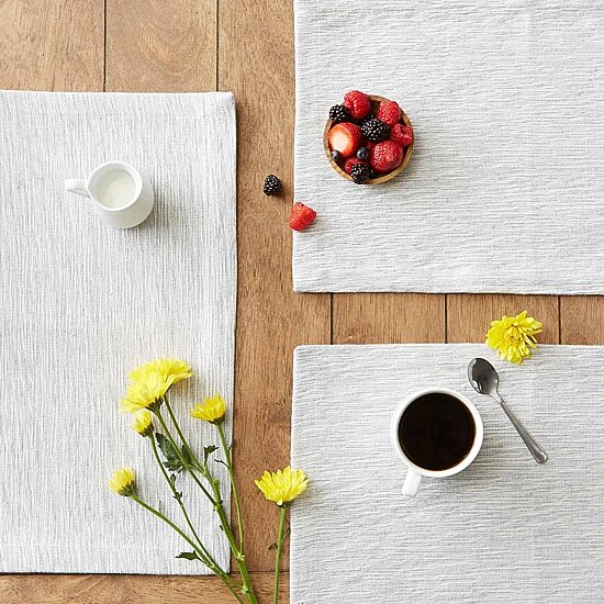 Design Imports Light Gray And Off-White Tonal Recycled Cotton Slubby Rib 6-pc. Placemat