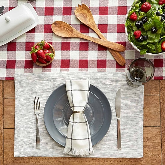 Design Imports Light Gray And Off-White Tonal Recycled Cotton Slubby Rib 6-pc. Placemat