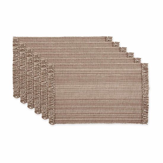 Design Imports Mushroom Variegated Fringe 6-pc. Placemat