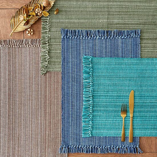 Design Imports Mushroom Variegated Fringe 6-pc. Placemat