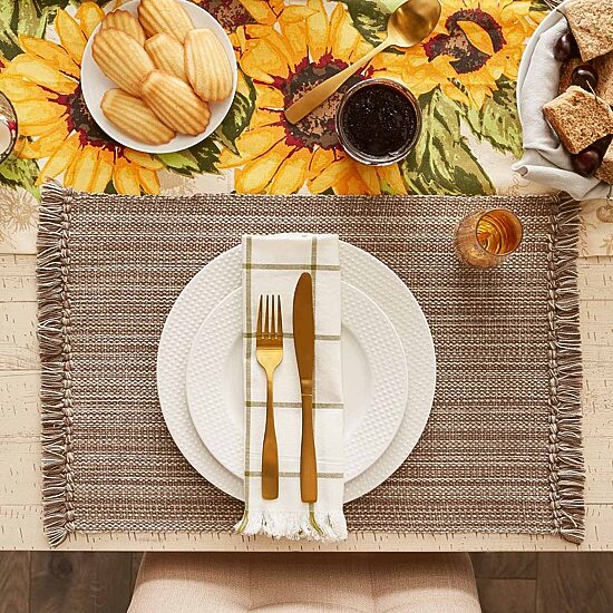 Design Imports Mushroom Variegated Fringe 6-pc. Placemat