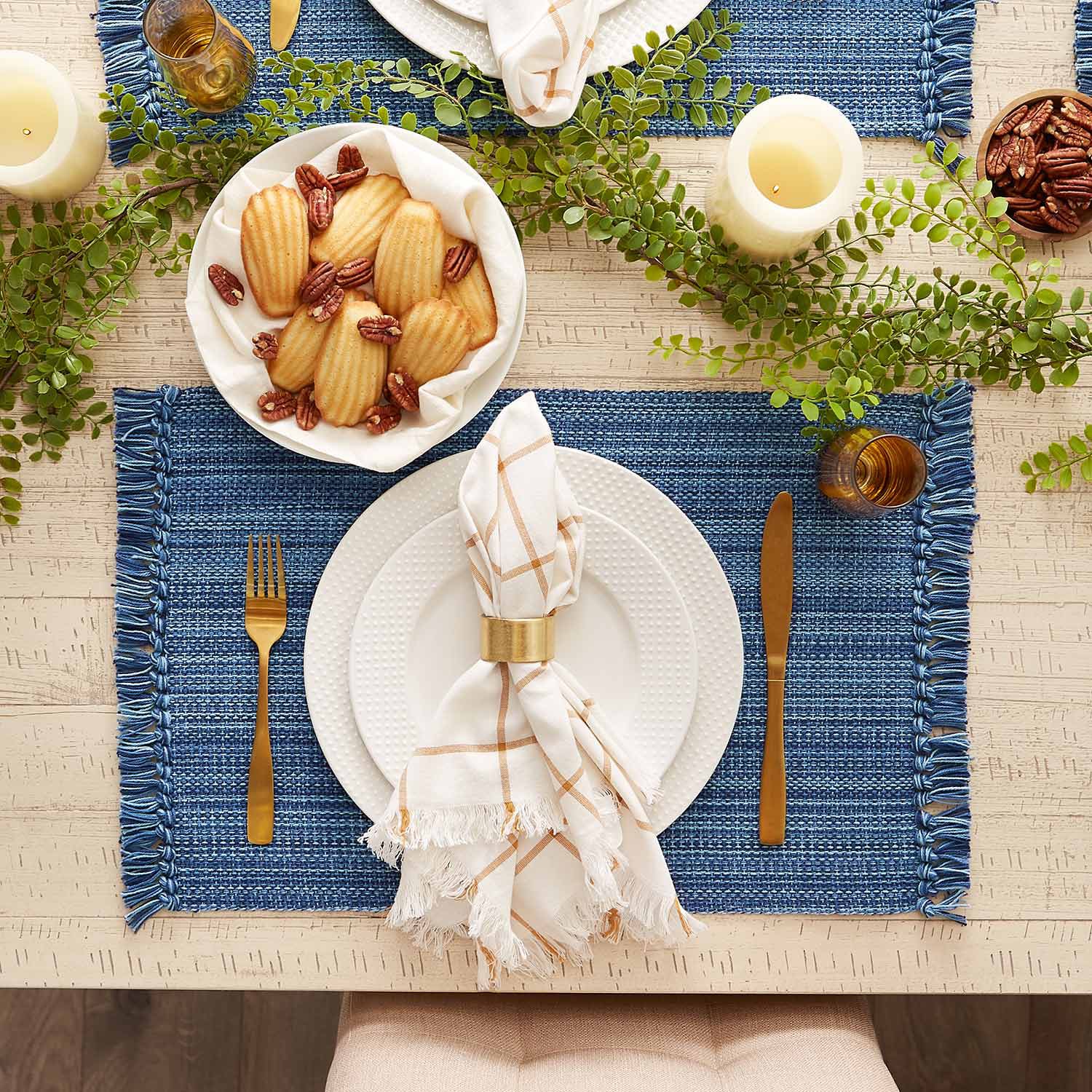 Design Imports Nautical Blue Variegated Fringe 6-pc. Placemat