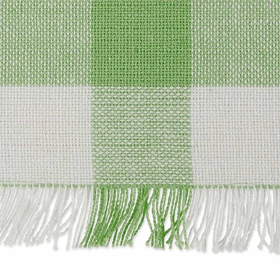 Design Imports Bright Green Heavyweight Check Fringed Table Runner