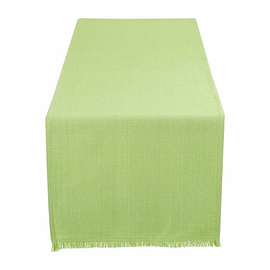 Design Imports Bright Green Solid Heavyweight Fringed Table Runner