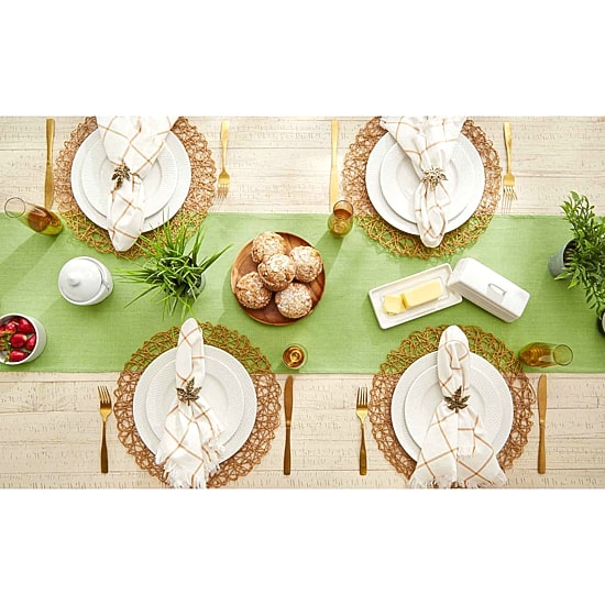 Design Imports Bright Green Solid Heavyweight Fringed Table Runner