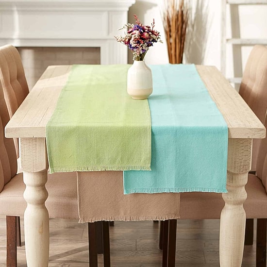 Design Imports Bright Green Solid Heavyweight Fringed Table Runner