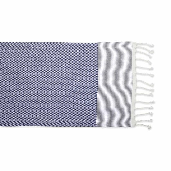 Design Imports French Blue Bordered Dobby Table Runner