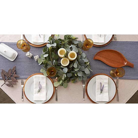 Design Imports French Blue Bordered Dobby Table Runner