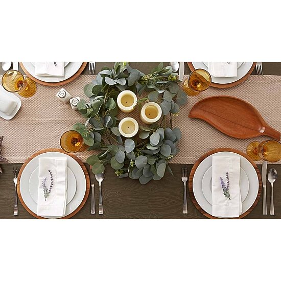 Design Imports Stone Bordered Dobby Table Runner
