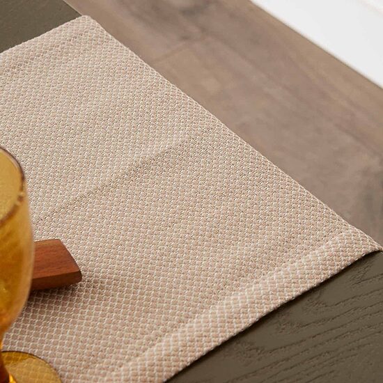 Design Imports Stone Bordered Dobby Table Runner