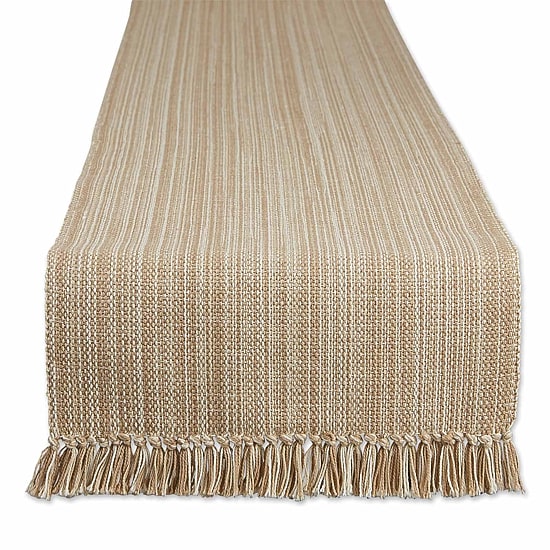 Design Imports Taupe Variegated Fringe Table Runner