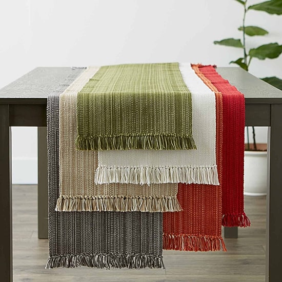 Design Imports Taupe Variegated Fringe Table Runner