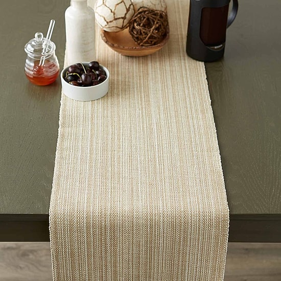 Design Imports Taupe Variegated Fringe Table Runner