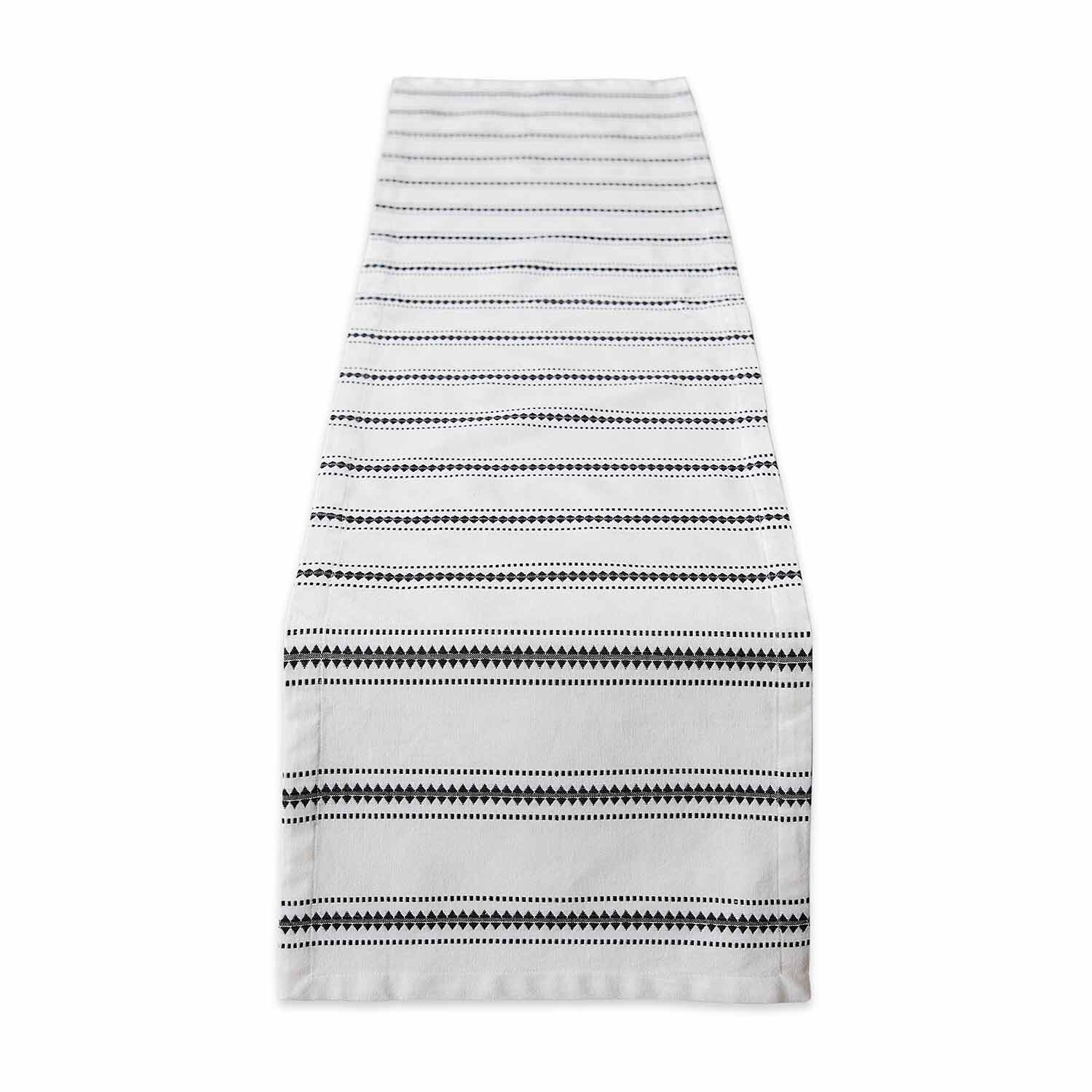 Design Imports Black Zig Dobby Stripe Table Runner